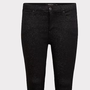 Torrid Women's Sky High Skinny Crop Premium Jeans, Glitter Black, Size 14